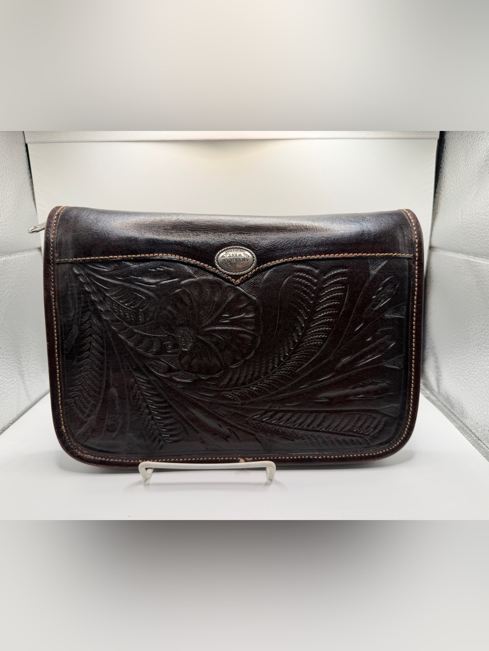 Authentic American West Hand-Tooled Leather Zippered Agenda / Binder Planner